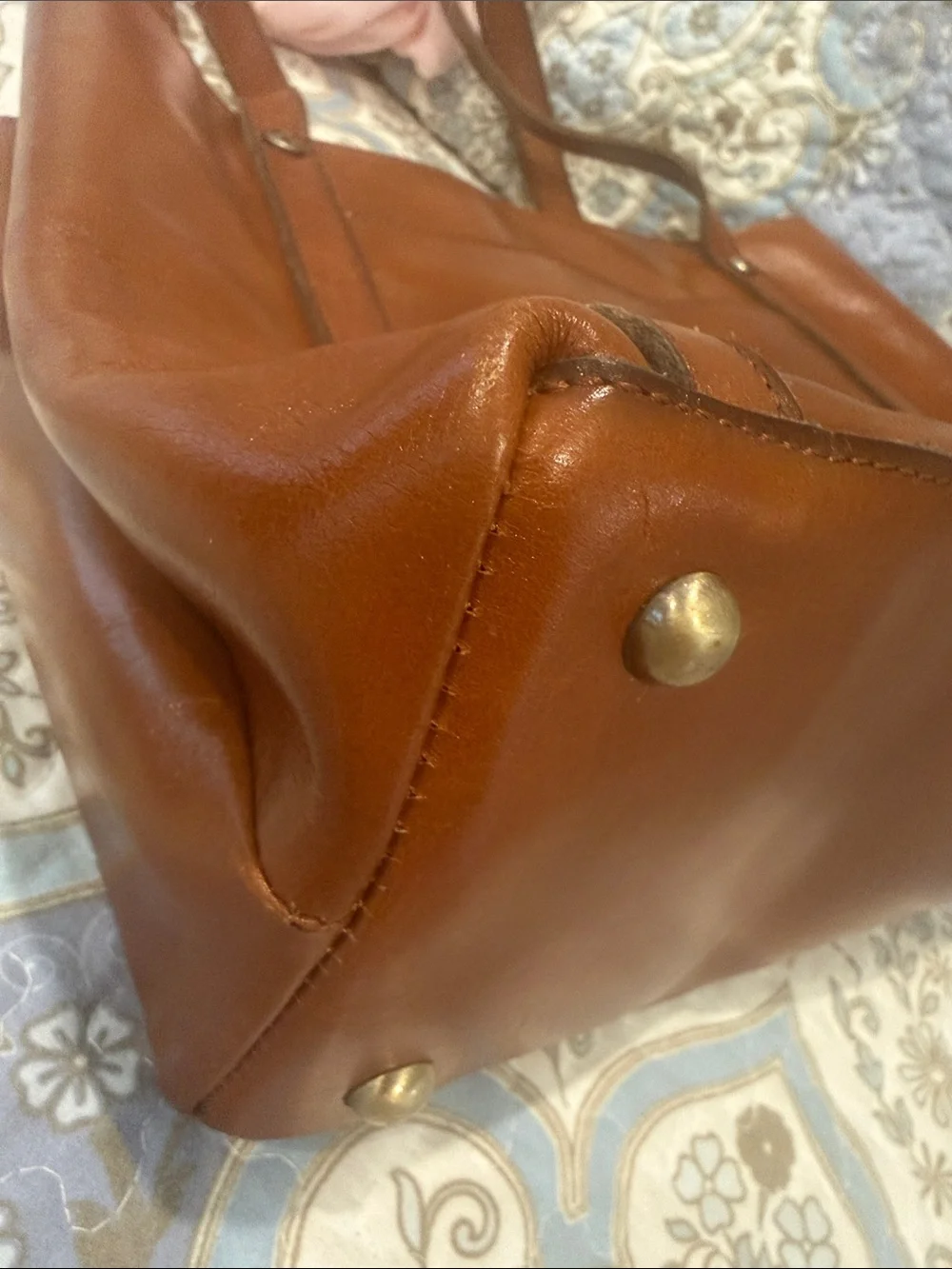 Patricia Nash Cognac Brown Leather Tote with Strap